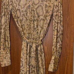 Snake Print Long Sleeve Dress